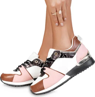 Produktbild von Damen Sneaker Elegant Sportschuhe Freizeit Turnschuhe Schuhe Modena Weiß/Rosa Gr.38