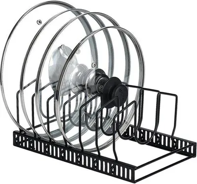 Produktbild von Famanu Halter für Pfannendeckel mit 7 verstellbaren Fächern - Schwarz