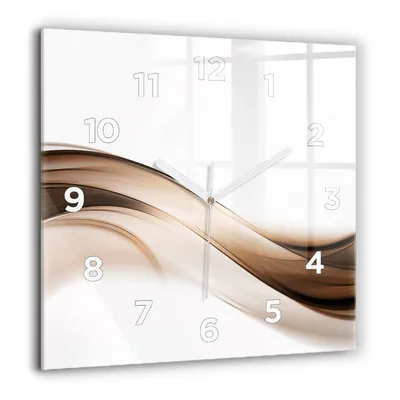 Obrázok produktu pre Wallfluent Hodiny - Sklenené Nástenné Hodiny - Tichý Quartz Strojček - Nástenná Dekorácia Spálňa Kuchyň - Biele Ruky - 60x60 cm - Abstraktná čiara