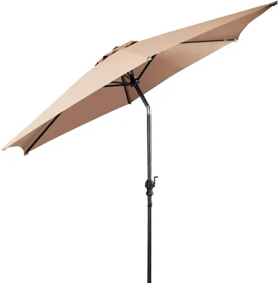 Produktbild von Sonnenschirm neigbar 3m, Sonnenschirm mit Handkurbel, Gartenschirm Terrassenschirm, Kurbelschirm, Strandschirm, Haengeschirm Ampelschirm, Faltbar, UV Schutz, Farbwahl (Beige)