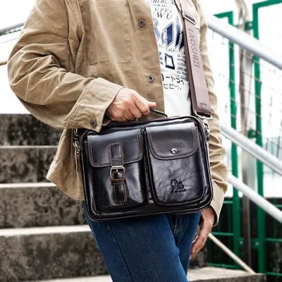Produktbild von Umhängetasche aus Leder für Herren, praktische Handtasche für den Alltag