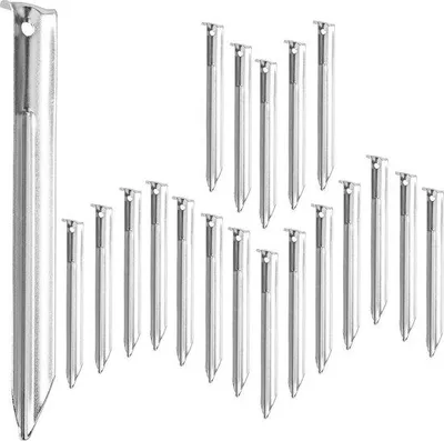 Produktbild von Famanu Hering Set 20 Stück V-Form 18 cm mit Loch - Stahl - Zeltspike - Silber