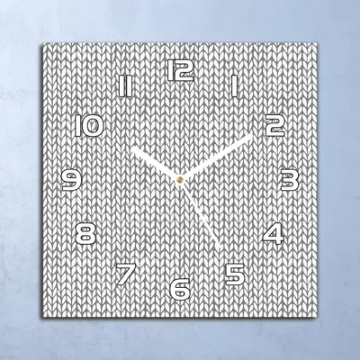 Produktbild von Deko Glasuhr Wanduhr 30x30 Fischgrätenmuster Quarz Küchenuhr Bürouhr