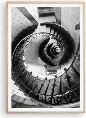 Produktbild von Gerahmtes Poster - Rahmen in heller Eiche - Treppe Spirale Perspektive - 70x100 cm - Wand Bild - Wanddeko - Wandbilder - Kunstposter - Wandposter - Bilderrahmen - Bilder - P2NPA70x100-4384