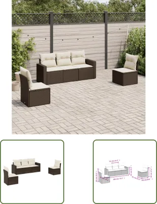 Produktbild von The Living Store 5-tlg. Garten-Sofagarnitur mit Kissen Braun Poly Rattan