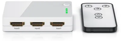 Produktbild von CSL HDMI Switch 3 Eingänge auf 1 Ausgang mit Verstärker und IR-Fernbedienung, automatische und manuelle Umschaltung, Full HD 1080p, Dolby TrueHD und DTS-HD, LED je Eingang