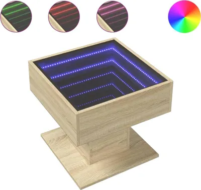 Produktbild von vidaXL LED-Couchtisch Sonoma Eiche 50x50x45 cm Holzwerkstoff