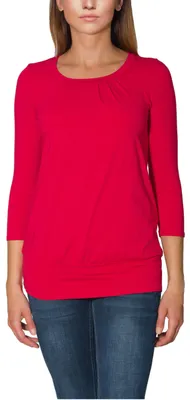 Produktbild von Alkato Damen Viskose Shirt 3/4 Arm Longshirt Top, Farbe: Himbeerrot , Größe: S