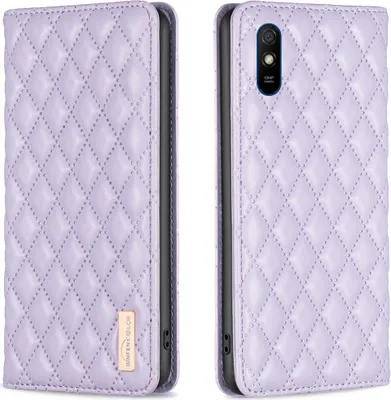 Immagine prodotto di Custodia Redmi 9A, elegante custodia in pelle flip con slot per schede e supporto per Xiaomi Redmi 9A viola