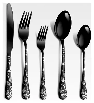 Produktbild von Besteckset für 4 Personen, 20-teilig, Edelstahl, schwarz, spülmaschinenfest