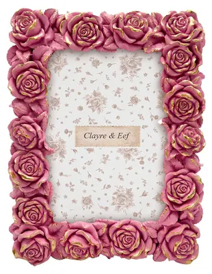 Immagine prodotto di Cornici per foto Clayre & Eef, rosa, in plastica, con decorazioni a forma di rosa