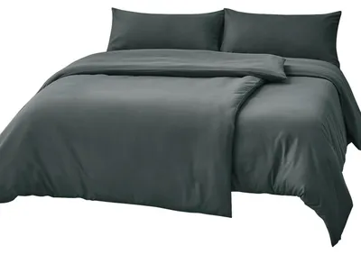 Produktbild von Bettwäsche-Set 4-teilig 135x200 cm Anthrazit Mikrofaser mit Reißverschluss