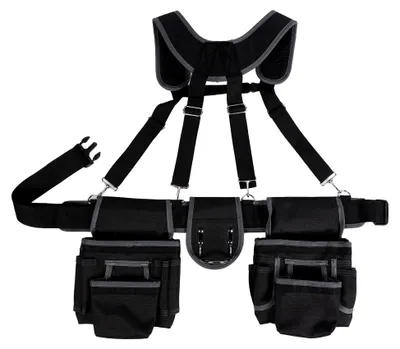 Produktbild von Werkzeuggürtel für Elektriker, strapazierfähig, 12 Taschen, Gurt für Zimmerleute, Dachdecker, Handwerker, Nylon-Polyester