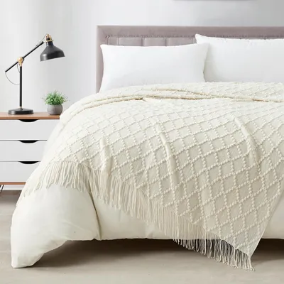 Obrázok produktu pre Pletená deka 127x178 cm, biela, na gauč