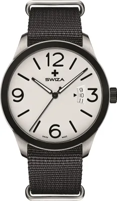 Produktbild von SWIZA Armbanduhr MAGNUS BLACK,  ETA F07.111 Uhrwerk, 316L,, 316L-Lünette, PVD-beschichtet, schwarzes Nylonarmband
