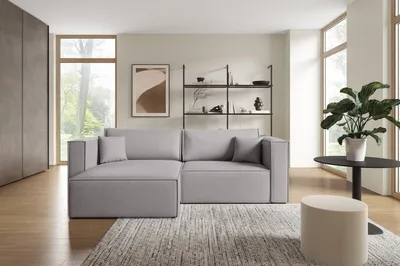Produktbild von Furnisell L Form Sofa Velour Ecksofa Bettkasten Schlaffunktion "KEYMON L", Grau