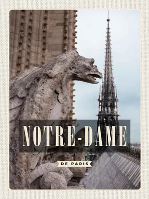 Produktbild von vianmo Holzschild 40x30 cm Notre-Dame de Paris Bildmotiv Reisemotiv Europa
