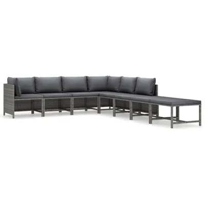 Produktbild von vidaXL 8-tlg. Garten-Lounge-Set mit Kissen Poly Rattan Grau