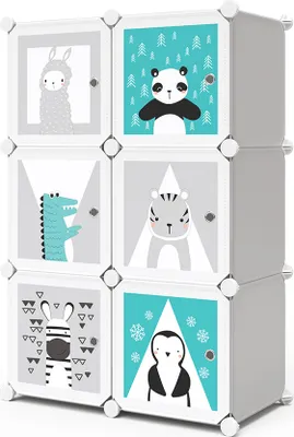 Produktbild von Vicco Kinderregal Andy, 74 x 110 cm 6 Fächer (Panda), Grau