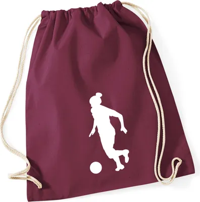 Produktbild von Huuraa Turnbeutel Soccer Fußball 12 Liter Burgundy Baumwolle Rucksack Geschenkidee