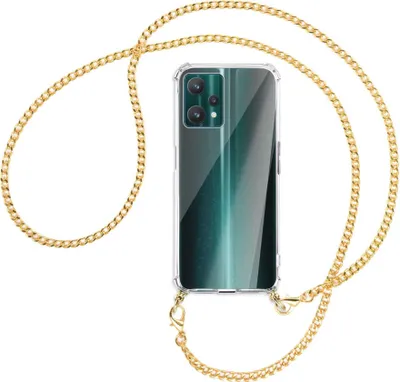 Produktbild von Handykette Backcover-Schutzhülle mit Band (Metall goldfarben) für Realme 9 Pro 5G - goldfarbene Kette