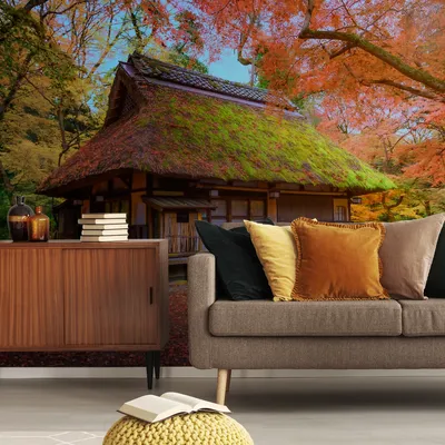 Produktbild von Muralo XXL Vlies FOTOTAPETE Herbsthuette im Wald von Japan (B) 460 cm x (H) 300 cm Tapete Wandtapete WOHNZIMMER SCHLAFZIMMER 5132