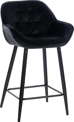 Image de Tabouret de bar CLP Gibson en velours, hauteur d'assise 76 cm, noir