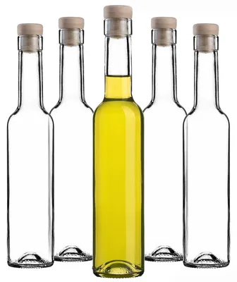 6 leere Glasflaschen 250 ml mit Korken für Likör & Wein