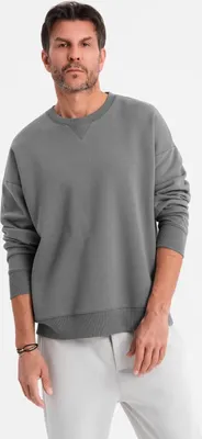 Imagen del producto de Sudadera uni de color gris con cuello redondo, talla M-L