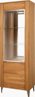 Produktbild von Standvitrine Glasvitrine Latina 70x42x200cm Honig Eiche teilmassiv 1-türig