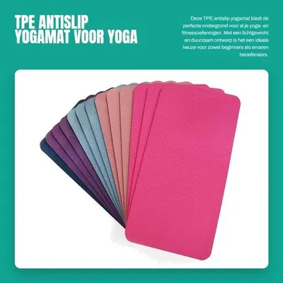 Produktbild von Yogamat aus TPE mit rutschfester Oberfläche – Yogamat extra dick – Fitnessmatte – Gymnastikmatte – Leichtgewicht – Abmessungen ca. 58 x 36 x 0,8 cm – Fitnessmatte