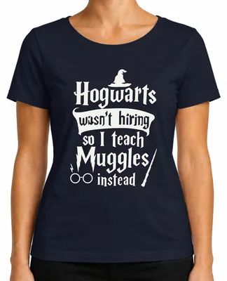 Immagine prodotto di Hogwarts non assumeva insegnanti maghi babbani per il costume di Halloween, Maglietta da donna, Navy, L