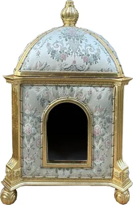 Produktbild von Pompöös by Casa Padrino Barock Katzenhaus Provence Silber / Gold - designed by Harald Glööckler