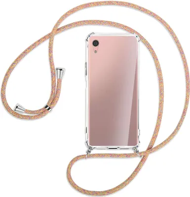 Produktbild von Handykette Backcover-Schutzhülle mit Band (Metall silberfarben) für Sony Xperia XA1 Plus - Rainbow