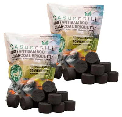 Image de 2x CASUSGRILL Briquettes de charbon de bois pour barbecue en bambou matériaux naturels Briquettes pour barbecue