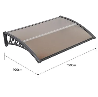 Produktbild von 100x150cm Anti-UV-Markise,PP-Bogenrahmen und Polycarbonat Hohlkernplatte,Transparente Fenstermarkise für Markisen an Fenstern, Türen, Balkonen Braun