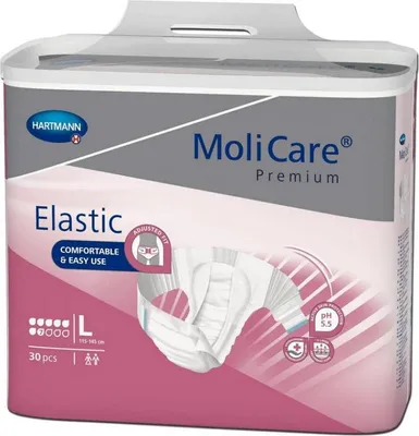 Image de Molicare Premium Slip Elastic 7 gouttes Large - 6 paquets de 30 protections