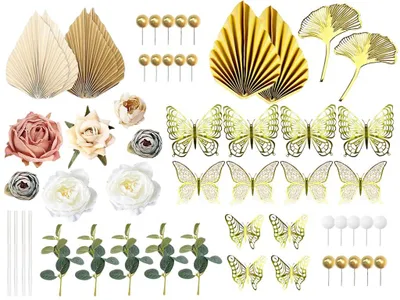 Boho-Taartdecoratieset, 56 Stücke, Torten-Dekoration, Blumen