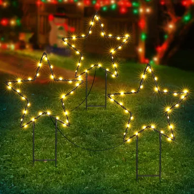 90 LED Sternen Lichterkette, Weihnachtsdeko, Timer, IP44, Warmweiß