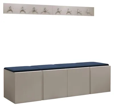 Produktbild von MIRJAN24 Garderoben-Set Orion VII, Garderobe mit Sitzbank mit 4 x Wandpanel 42x42 (Farbe: Cashmere, Polo 891)