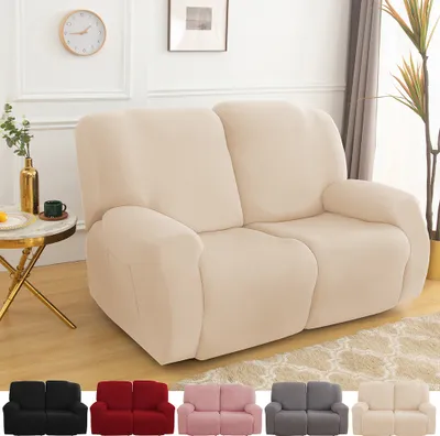 Produktbild von Stretch Sofa Überzug Sesselbezug 2 Sitzer Sofabezug Sessel Überzug Für Liegesessel Ruhesessel Relaxsessel Sesselbezüge Sesselhussen Beige