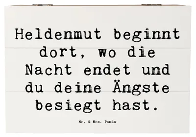 Produktbild von Mr. & Mrs. Panda Holzbox Spruch Ängste vor Monstern besiegen 22 x 15 cm - Weiß - Geschenk, positive Energie, Holztruhe, Nacht endet, fotokiste, Schatzkiste, Trost, Schutz