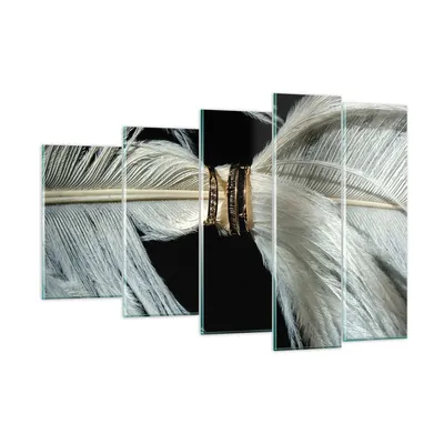 Produktbild von Bilder auf glas - 5 Teile - Feder Romantik Ehe - 150x100cm - Glasbilder - Wandbilder - Bilder - zum Aufhängen bereit - Wanddekoration aus Glas - Glas Bilder - Wandbild auf Glas - GEG150x100-4909