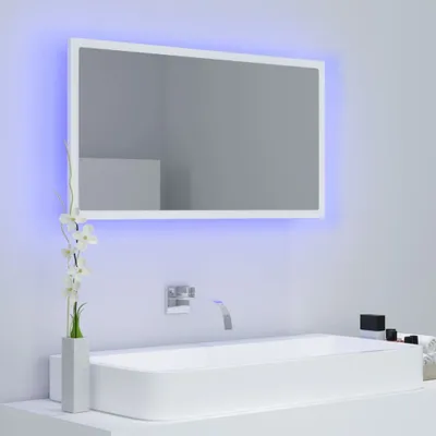 Produktbild von Möbel LED-Badspiegel Modernes Design - Hängeschrank für Bad Badezimmer - Wandspiegel Weiß 80x8,5x37 cm Acryl Top1924874