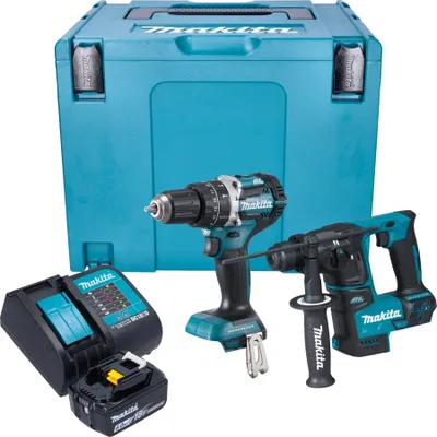 Obrázok produktu pre Akumulátorová kombinovaná súprava Makita DLX 2278 SG1J + príklepová vŕtačka DHP 484 54 Nm + vŕtacie kladivo DHR 171 1,2 J + 1x akumulátor 6,0 Ah + nabíjačka + Makpac