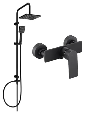 Image de Mexen Tord ensemble de douche en saillie avec pommeau de douche et mitigeur Alexa, noir - 71240200-70