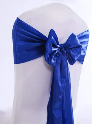 25 Satin-Stuhlschleifen, elastisch, blau, 15x275 cm