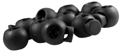 10 Kordelstopper rund 15x19mm, Durchzug 4x5,5mm, schwarz