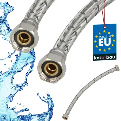 Produktbild von KOTARBAU® Flexschlauch 3/8 Zoll Wasserschlauch 30cm Panzerschlauch 3/8“x3/8“ Anschlussschlauch für Armatur Schlauch Für Wasserhahn Edelstahlummantelt