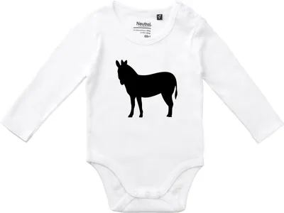 Produktbild von Huuraa Baby Body Esel Silhouette 80 White  Baumwolle Fairtrade Langarmbody Geschenkidee